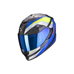 Scorpion Exo-1400 Carbon Air Fullface hjelm (blå / sort / neongul)