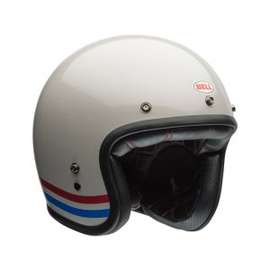 Bell Custom 500 Stripe Vintage Jet-hjelm (hvid / blå / rød)